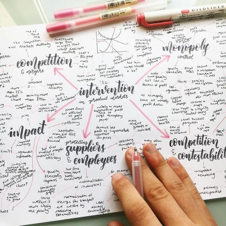 Cartes de révision sur un carnet — liens entre notions